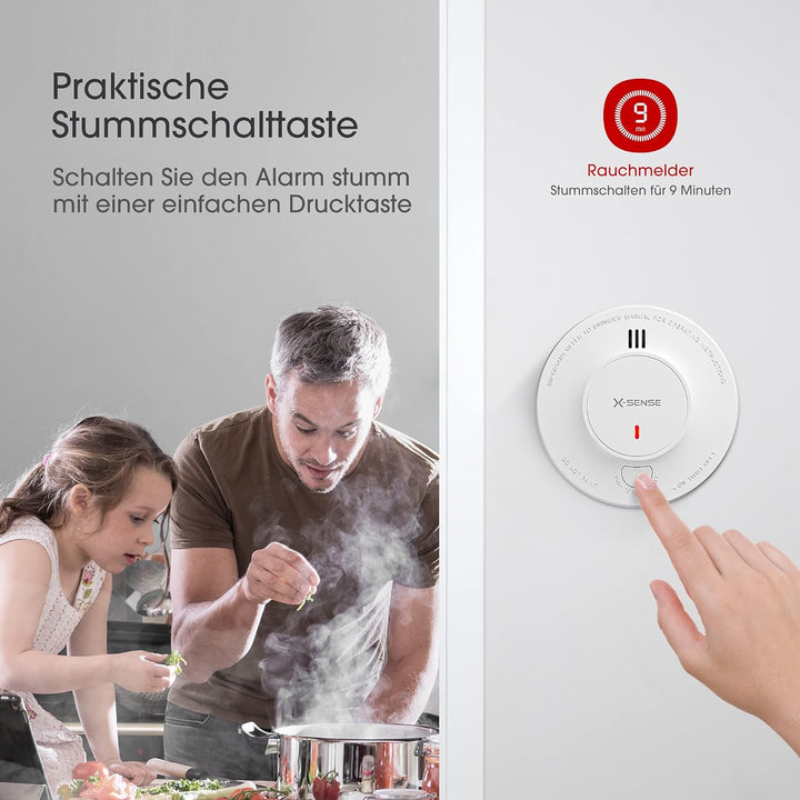 X-Sense Verbesserter Rauchmelder 10 Jahre Batterie, Feuermelder mit fotoelektrischem Sensor, TÜV und
