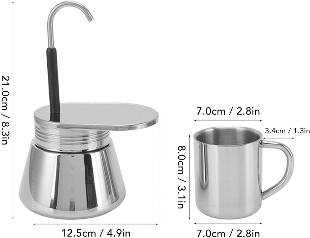 Herdplatten-Espressokocher, Mini-Edelstahl-Moka-Topf-Set 1 Tasse, Italienischer Mokka-Kaffeebereiter