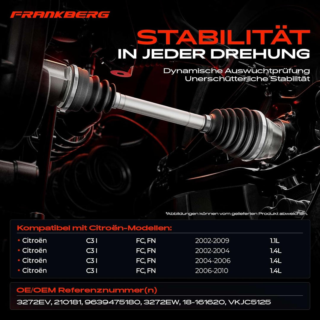 Frankberg Antriebswelle Vorne Links Kompatibel mit C3 I FC, FN 1.1L 1.4L 2002-2010 Replace# 3272EW