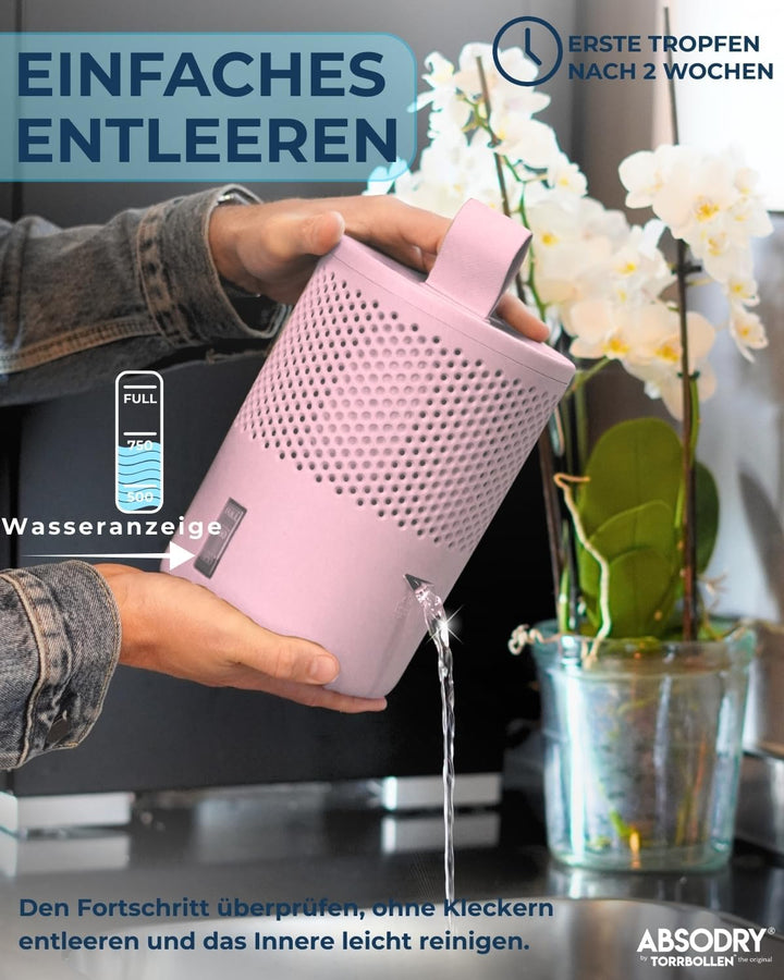 Absodry Duo Family Luftentfeuchter für 25m2 Entfeuchter 600 g Granulat-Beutel, 1000 ml leise ohne St