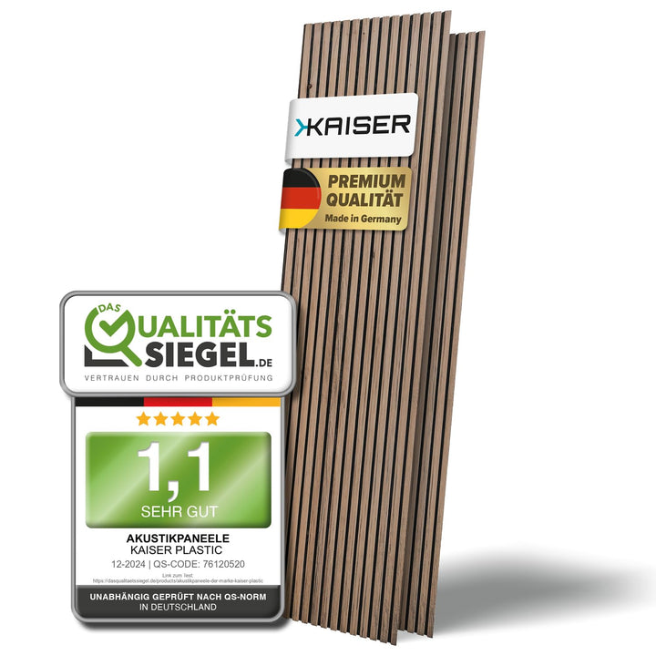 KAISER plastic® Akustikpaneele | Farbe: Walnuss | Wandpaneele in verschiedenen Formaten | Deko Wohnz