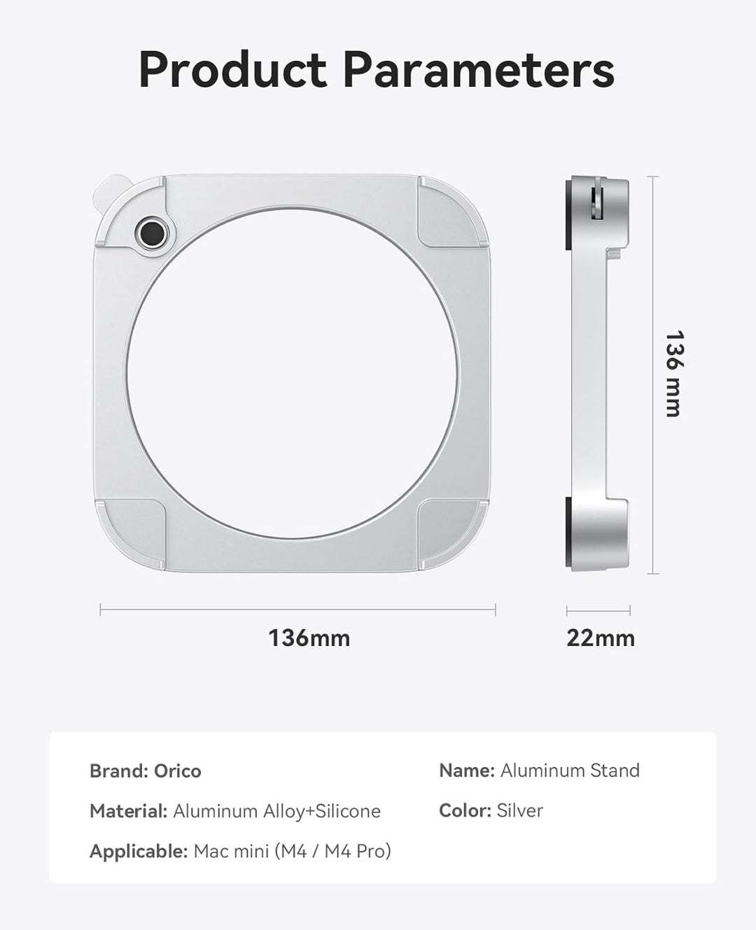 ORICO ST02 Stapelbarer Mac mini 2024 Ständer | Modulares Design + 360°-Belüftung | Platzsparend für