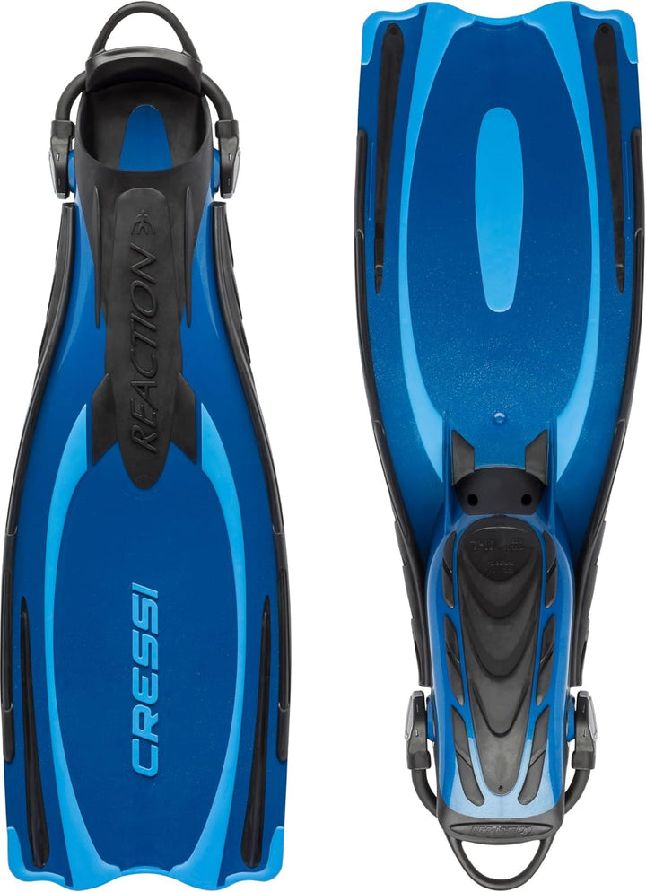 Cressi Reaction EBS Fins - Hochleistungstauchflossen mit EBS Strap S/M (39/42) Blau/Hellblau, S/M (3