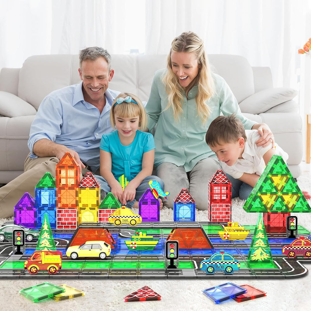 Coodoo Magnetische Fliesen Stadtstrassen-Set, Kinderspielzeug, sensorische Spiele für 3-jährige Jung