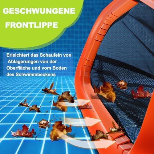 KGC Pool Kescher, Professionelles Poolkescher aus Metall, Doppelschichtiger Tiefenkescher mit Alumin