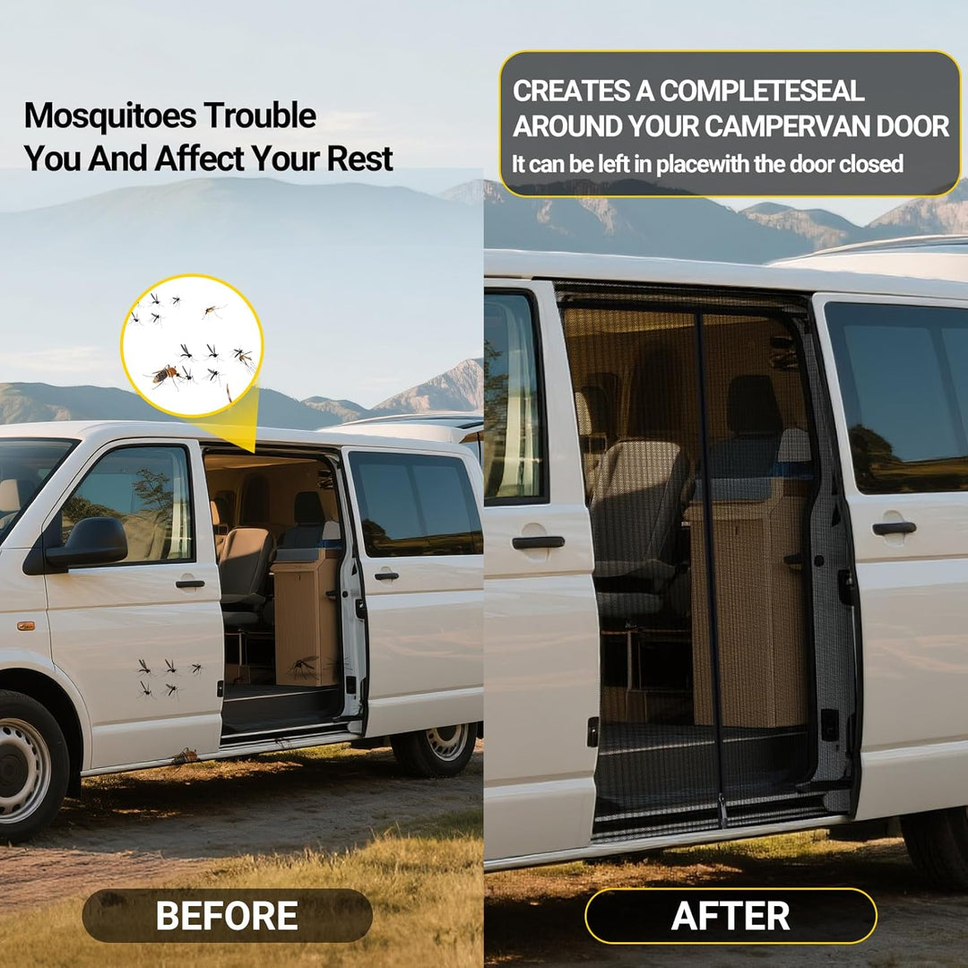 XCBYT Moskitonetz Auto Seitentür Kompatibel für VW T5 T6, Mitte Reissverschluss Fliegengitter Auto I