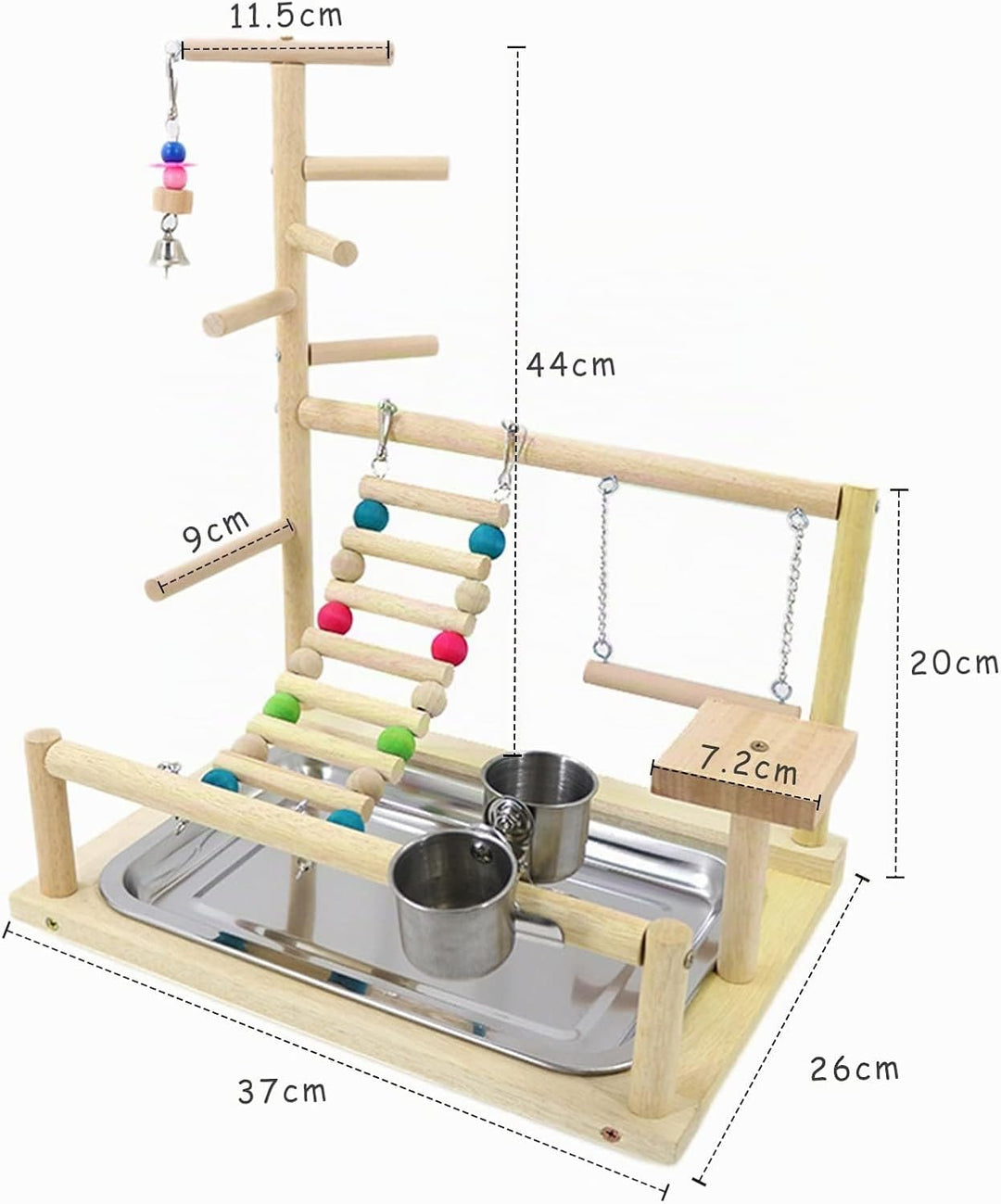 Wellensittich Spielplatz Vogel-Spielplatz mit Feeder-Cup Spielzeug Leiter Erklimmen Schaukel und Tab