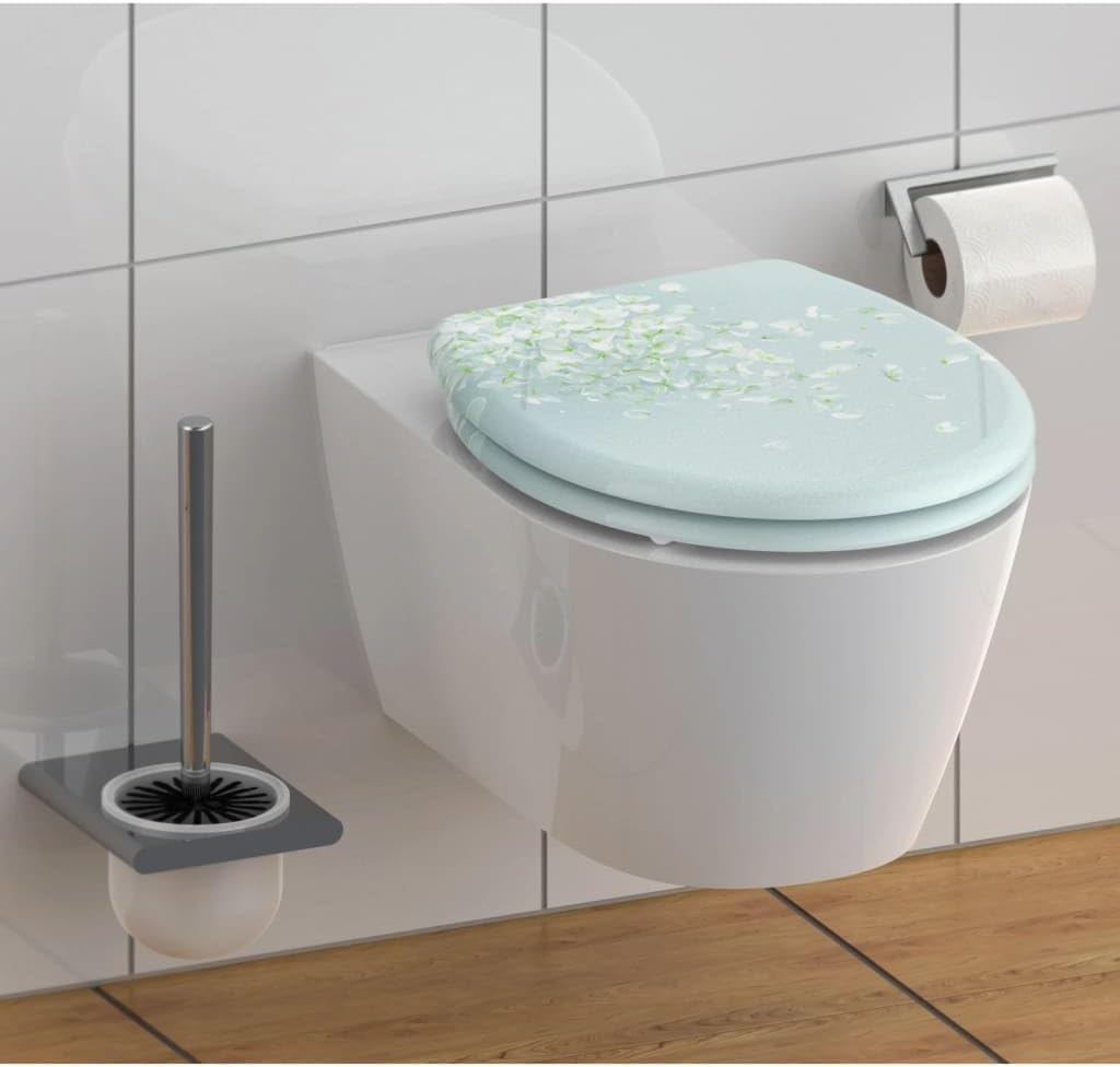 Schütte WC-Sitz WIND FLOWER mit Absenkautomatik, Toilettendeckel mit Motiv und Schnellverschluss für