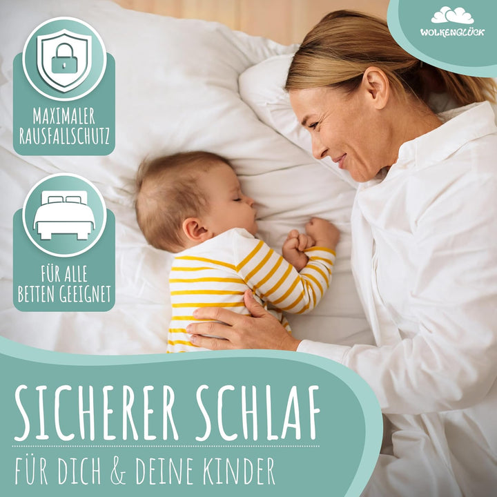 WOLKENGLÜCK® Aufblasbarer Rausfallschutz Bett [150 cm] - Bettkantenschutz für Babys & Kinder - geeig