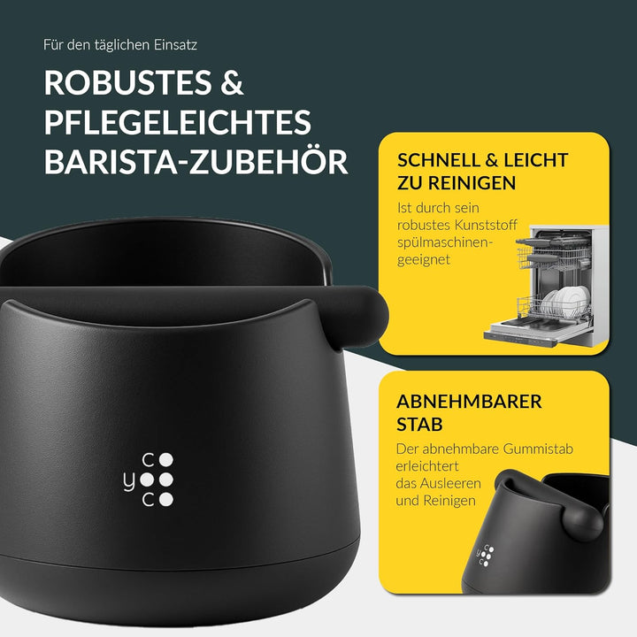 COYOOCO Abklopfbehälter für Siebträger – Espresso Knock Box geräuscharm mit rutschfestem Stand – Bar