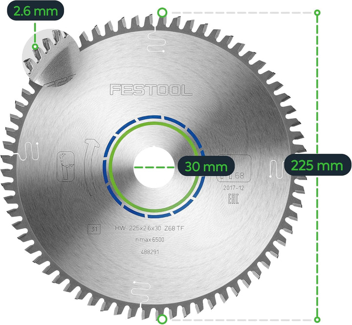 Festool Spezial-Sägeblatt Alu 225x2,6x30 TF68, 225x2,6x30 TF68