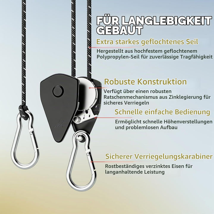 6 Stück Abspannseil mit Ratsche, 4M Abspannseile mit Seilspanner, 1/8 Zoll Spannseil mit Ratsche Spa