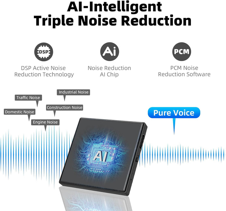 128GB Diktiergerät Mini Aufnahmegerät mit Dreifacher Rauschunterdrückung Voice Recorder, HD 3072 Kbp