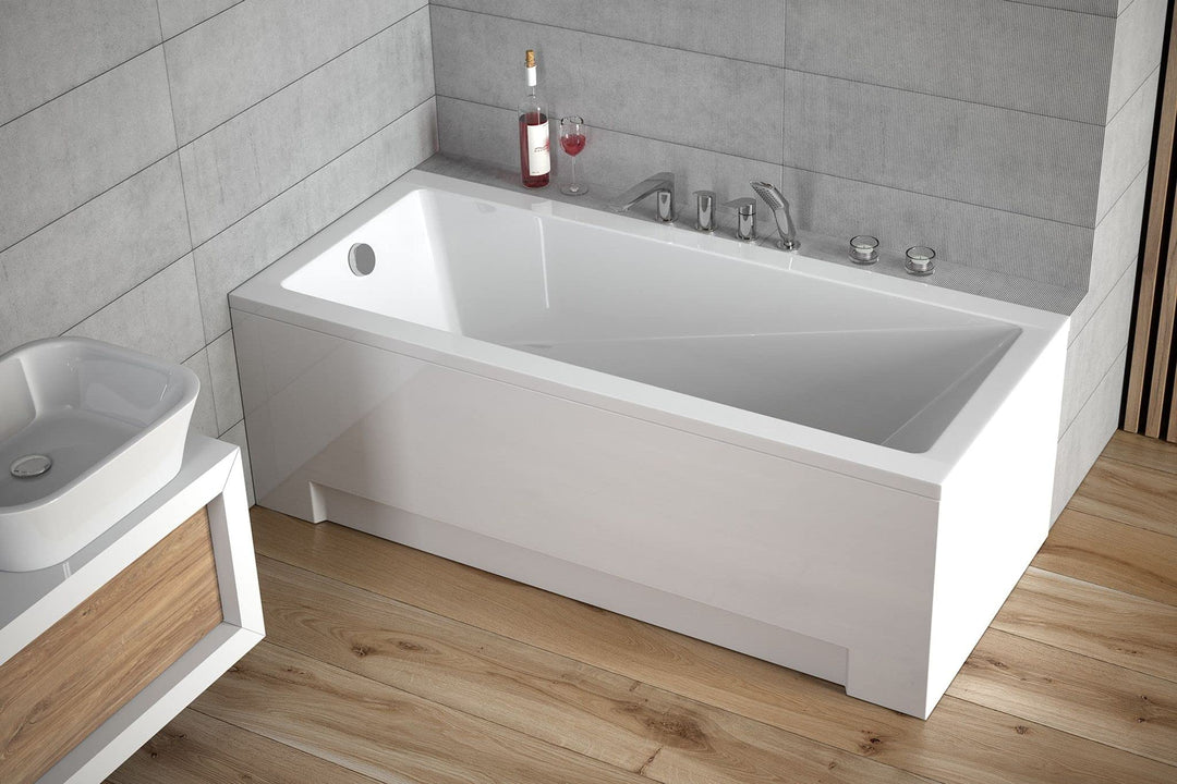 BADLAND Badewanne Original Weiss Acryl Wanne Rechteck MODERN 160x70 KOMPLETTSET SET + Füssen und Exk