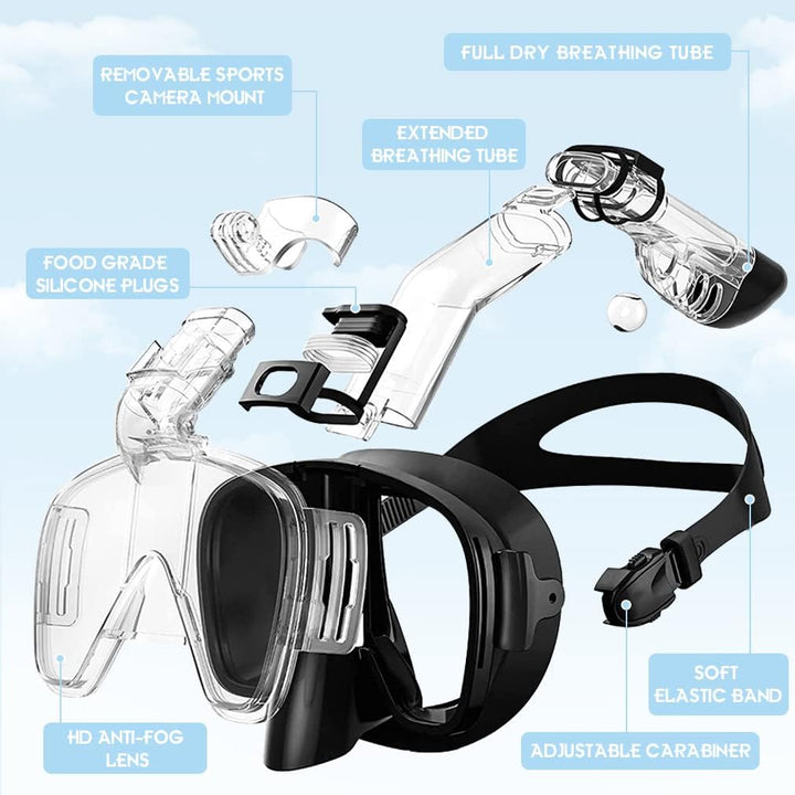 Trockene Schnorchel Set Schnorcheln Scuba Tauchen Brille gehärtetes Glas Schwimmen Tauchen Scuba Gog