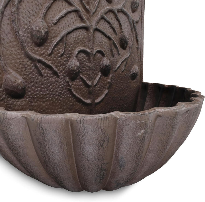 Relaxdays Wandbrunnen, mit Wasserhahn, Waschbecken Garten, Gusseisen, HxBxT: 40 x 24 x 15 cm, antike