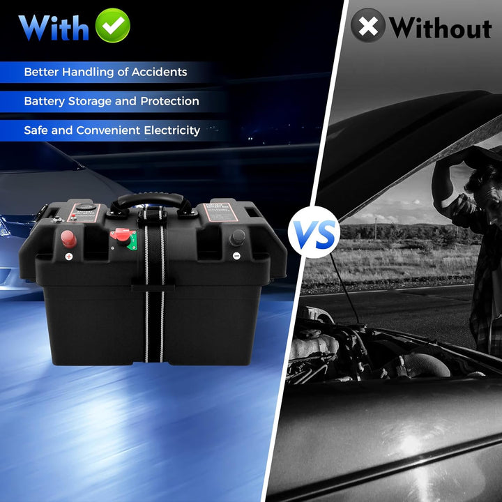 Akku Batteriebox mit Doppel-USB-Anschluss, Batteriekasten Batteriebox Boot mit LED-Anzeige, Batterie