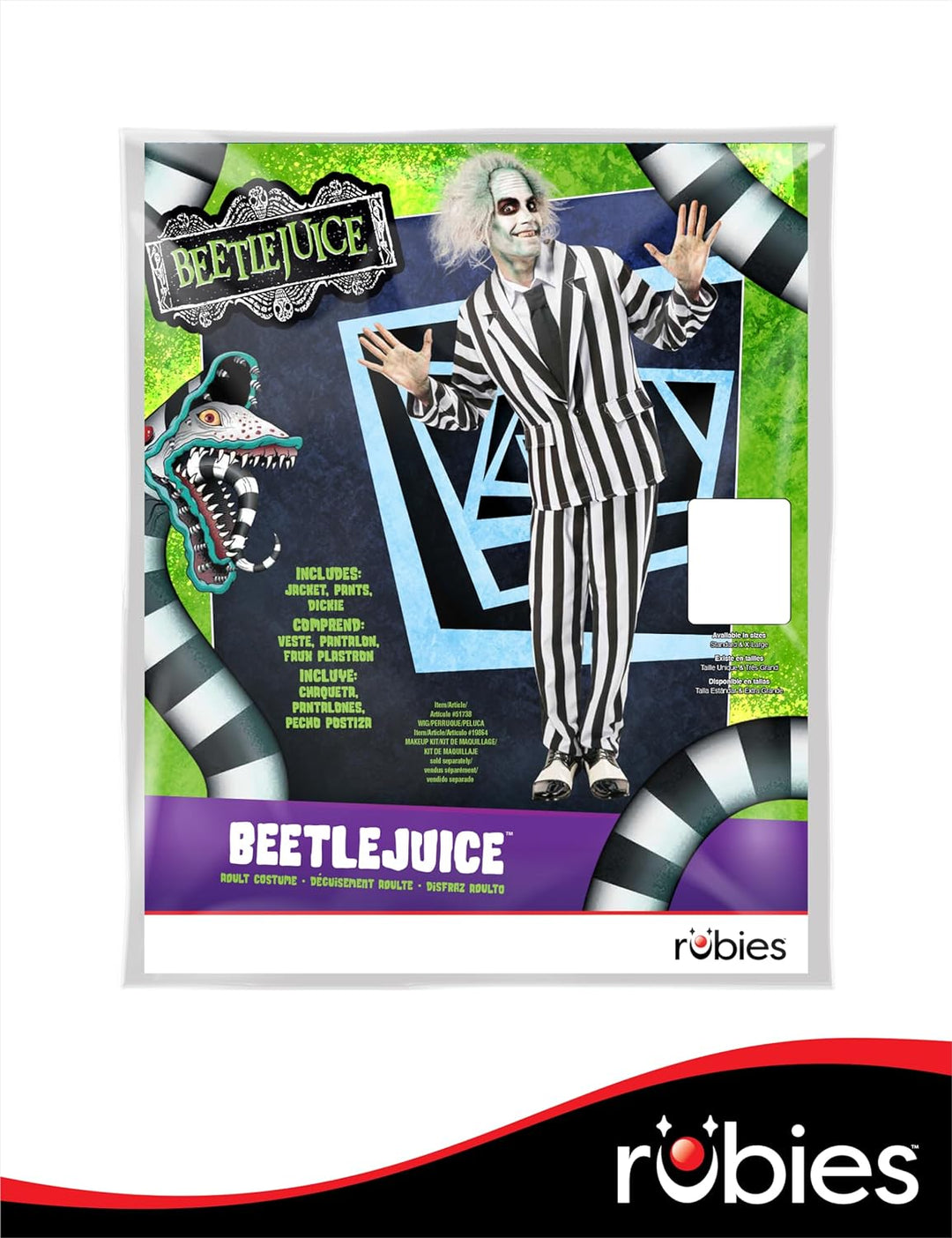 Rubie's Offizielles Beetlejuice Deluxe-Kostüm für Erwachsene, Standard/Medium STD, STD