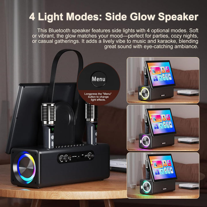 HUABAO Tragbare Karaoke-Maschine mit 14,1-Zoll-HD-Drehbildschirm, kabelloser Bildschirmspiegelung fü