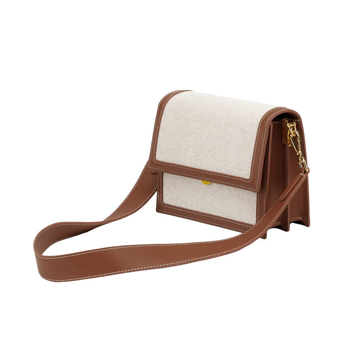 JW PEI Damen Mini Flap Crossbody Beige Leinen, Beige Leinen