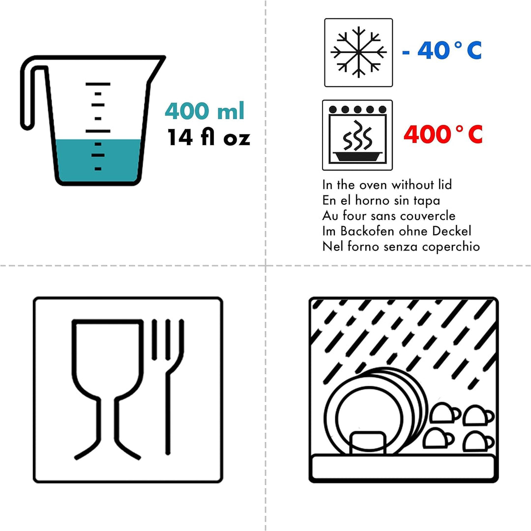Grizzly Glas Frischhaltedosen, Set 6x 400 ml, luftdicht, rund, Click-Verschluss, vielseitige Vorrats