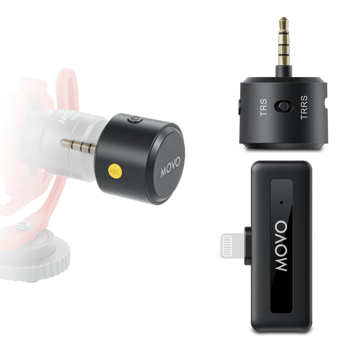 Movo WM-VXR10 Kabelloser Shotgun-Mikrofonadapter für iPhone/Lightning-Geräte, kompatibel mit VXR10,