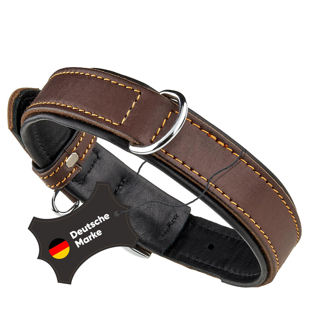 Michur Minimo Hundehalsband Leder, Lederhalsband Hund, Halsband, Braun, Leder, in verschiedenen Grös