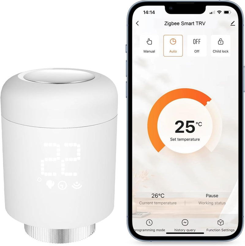 AVATTO Zigbee Thermostat Heizung, Smart Heizkörperthermostat, Programmierbar Heizungsthermostat Unte