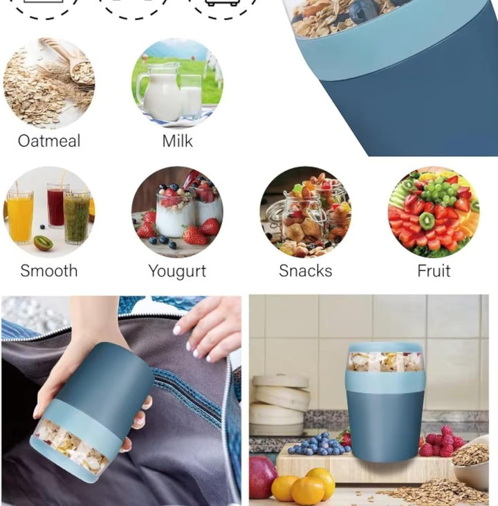 ROY Müslibecher To-Go | Doppelwandiger Joghurtbecher- und Frühstücksbecher für Kinder | Auslaufsiche