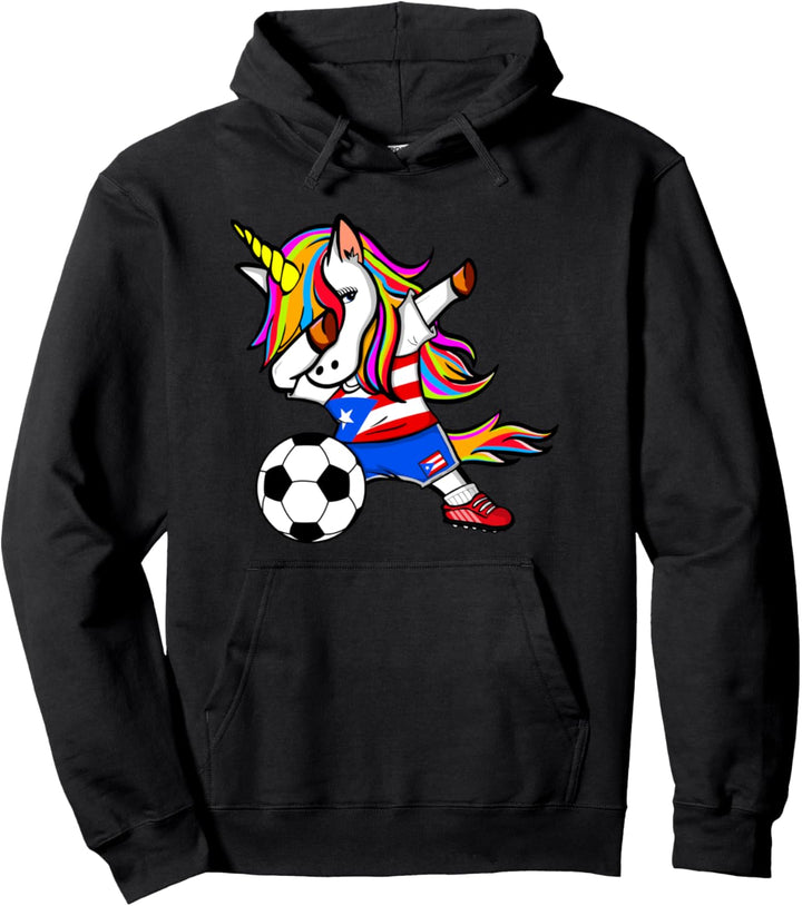 Dabbing Einhorn Puerto Rico Fussball puertoricanische Flagge Pullover Hoodie