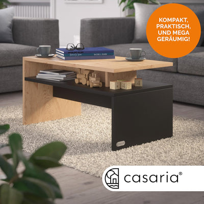 Casaria® Couchtisch mit Ablage Stauraum 92x51x48 cm Kratzfest 50 kg Belastbarkeit Modern Gross Wohnz