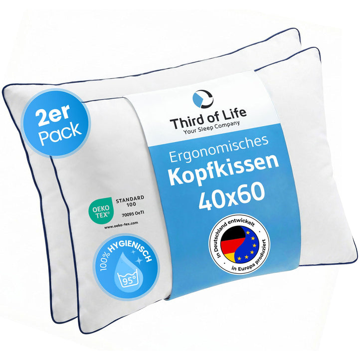 Kopfkissen 40x60 inSPIRO 2er Set, Orthopädisches Schlaf-Kissen vom Innovationspreisträger 2022, 40 x