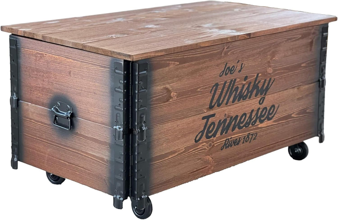 Uncle Joe´s Couchtisch XL Whisky Truhentisch Truhe im Vintage Shabby chic Style aus Massiv-Holz in b