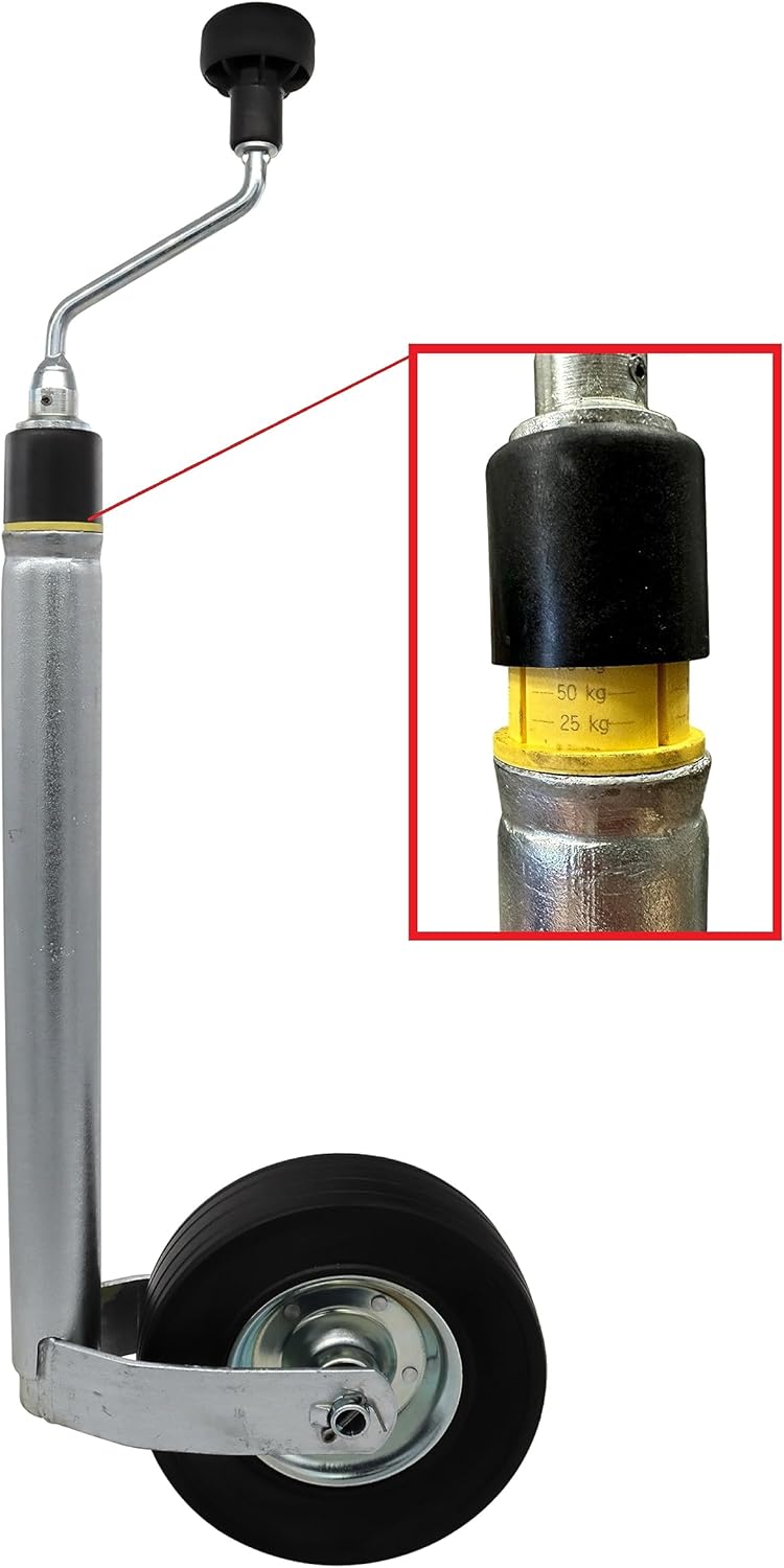 trailer parts4u Stützrad 150kg Ø 48mm mit Stützlastanzeige Stützlastwaage Bugrad 220x65 Deichselrad