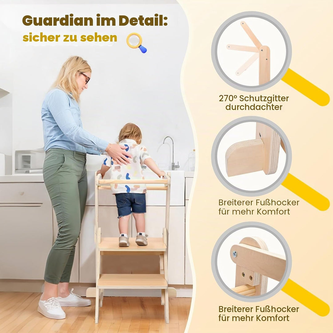 Helangel Lernturm ab 1 Jahr,Lernturm klappbar Montessori Learning Tower,Lernturm Für Kinder, für Küc