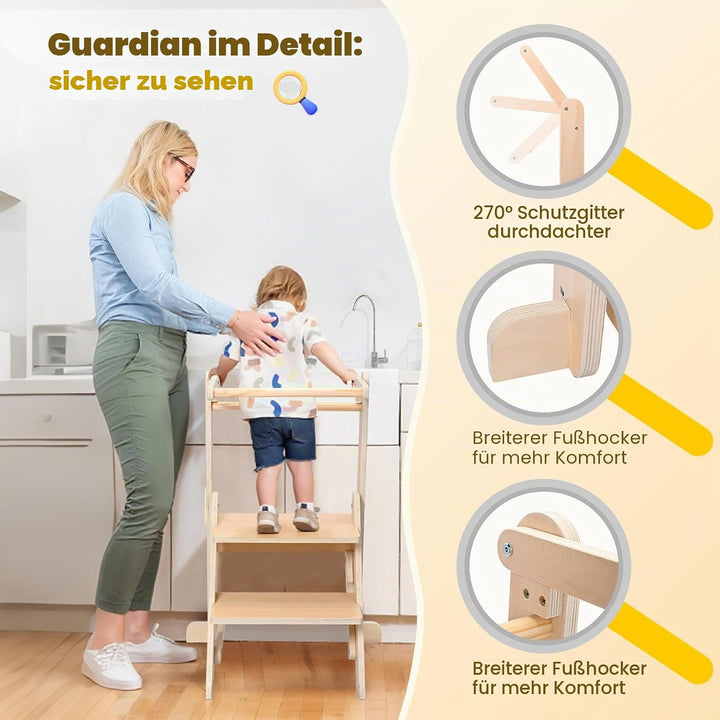 Helangel Lernturm ab 1 Jahr,Lernturm klappbar Montessori Learning Tower,Lernturm Für Kinder, für Küc