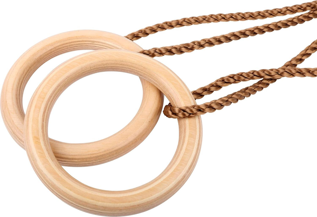Small Foot Turnringe aus Vollholz, Schaukelringe mit längenverstellbaren Seilen, für Kinder und Erwa