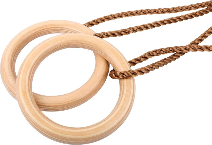 Small Foot Turnringe aus Vollholz, Schaukelringe mit längenverstellbaren Seilen, für Kinder und Erwa