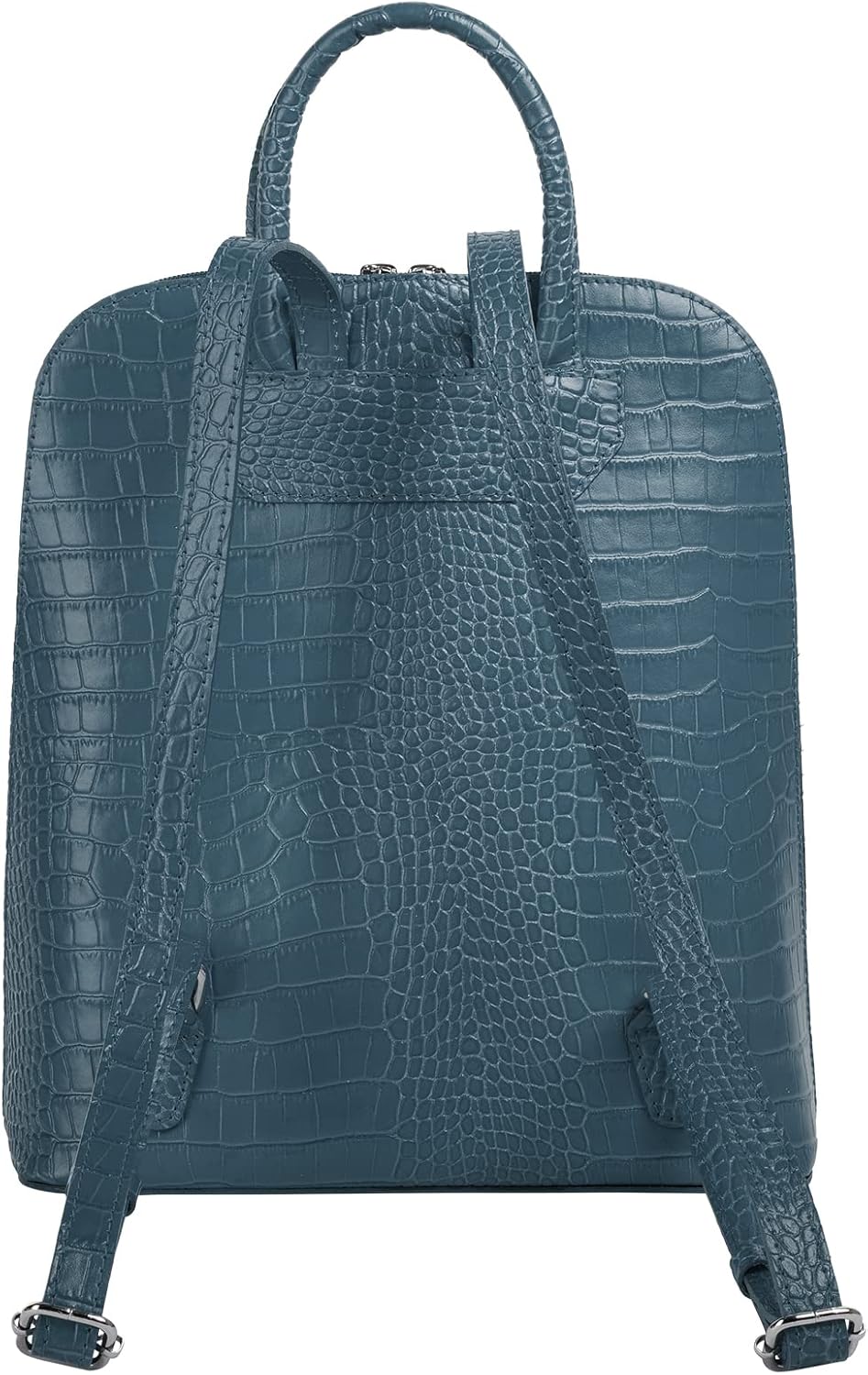 Rucksack Echt Leder Damen | Made in Italy, Smartphonefach, Daypack aus Rindleder, Citybag im Kroko-L