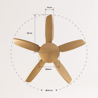 CREATE / WINDLIGHT FLAT/Deckenventilator Gold mit Fernbedienung / 40W, Leise, Ø132cm, 6 Geschwindigk