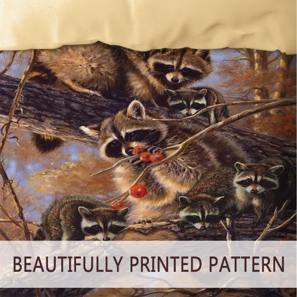 Zomer - Waschbär Bettwäsche 135x200 cm Tierwelt Microfaser Bedruckte Bettwäsche-Sets 2 teilig - 1 Fl