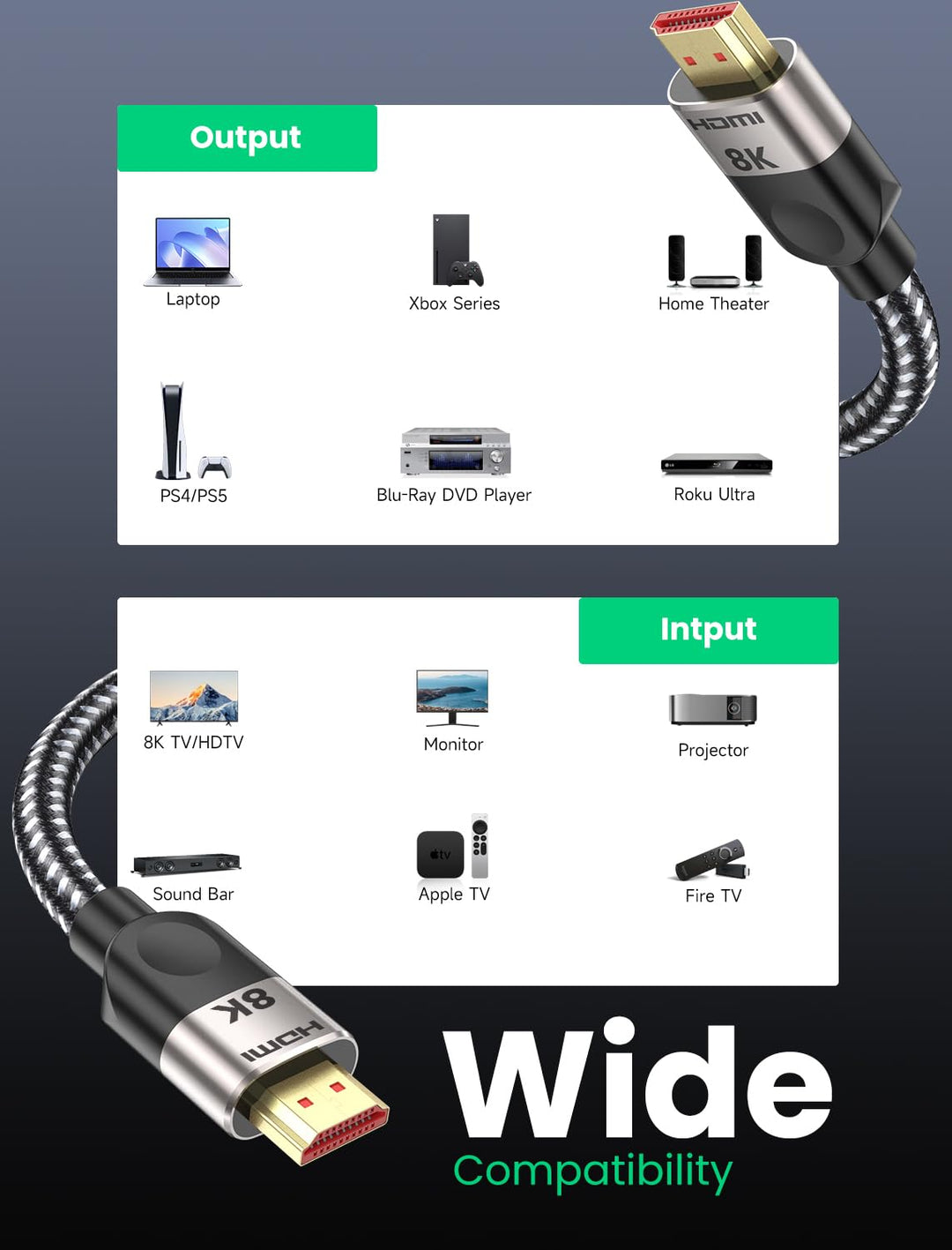 Southlight HDMI 2.1 Kabel 10Meter [8K@60Hz,4K@120Hz144Hz,48Gbps] Ultra High speed 7680P eARC HDCP 2.