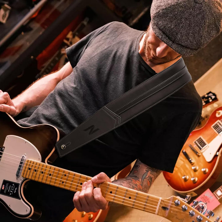 Nefelibata 3" Gitarrengurt, hochwertiges Vollnarbenleder, 57" lang mit Schaumstoffpolsterung, für Ba