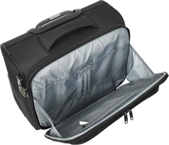 House of Leather Pilotenkoffer Business Organizer Büro Reisetasche 2 Rollen Trolley Kabine Schwarz S