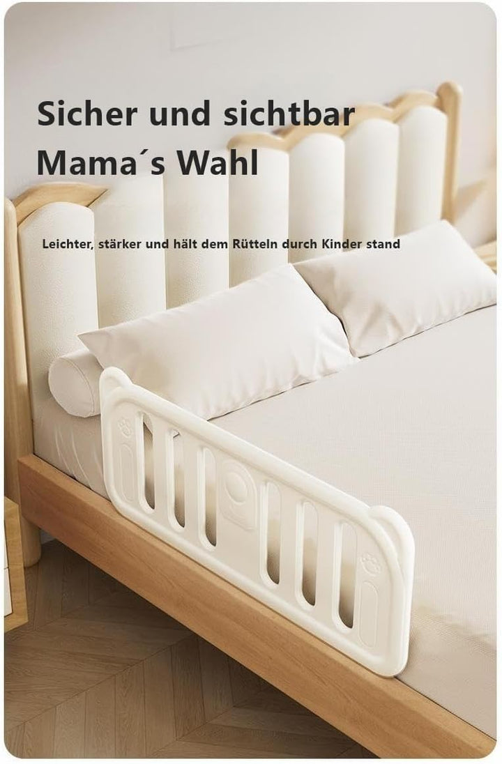 habeig Bettgitter für Kinder, Rausfallschutz, 120 x 47 cm, 5-stufig Höhenverstellbar, Weiss, mit Met