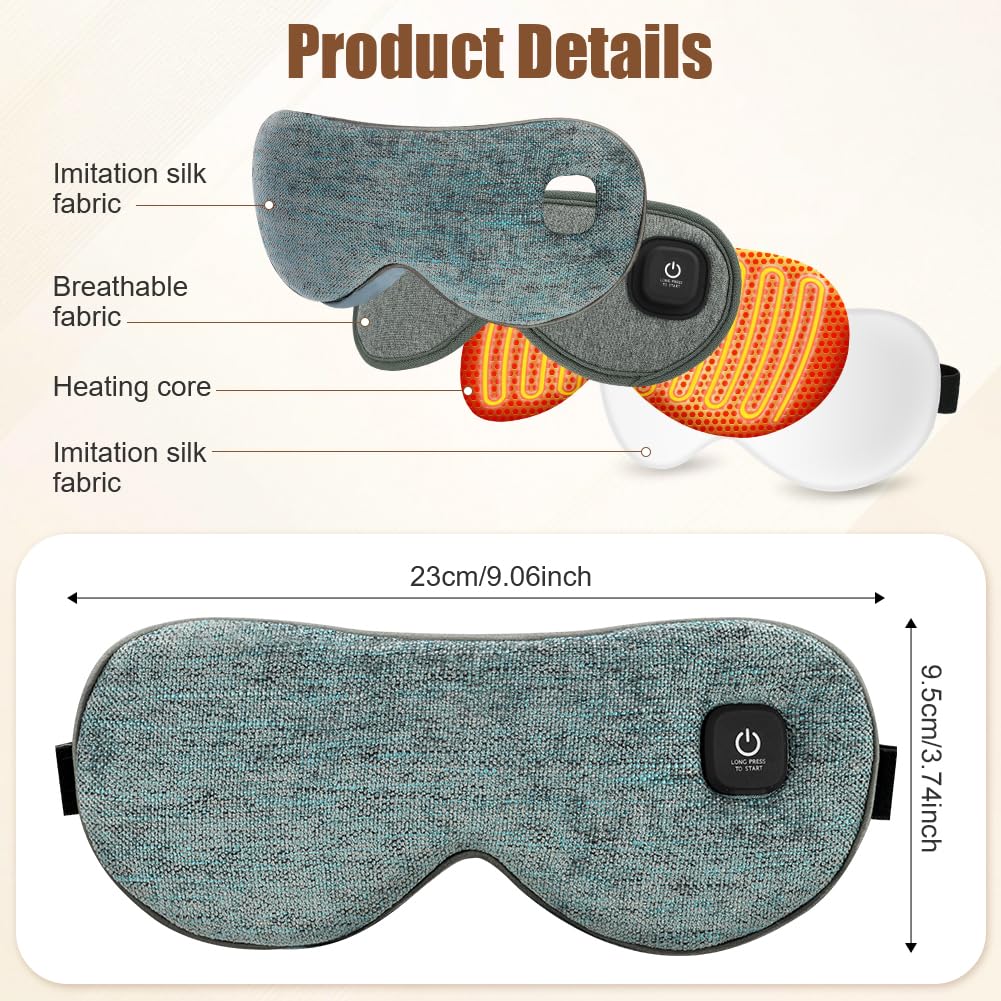 BUTBU Wärmebrille, Wärmbrille kabellos Augenmaske Wärmend 3 Stufen Wiederaufladbar Maske, Schlafmask