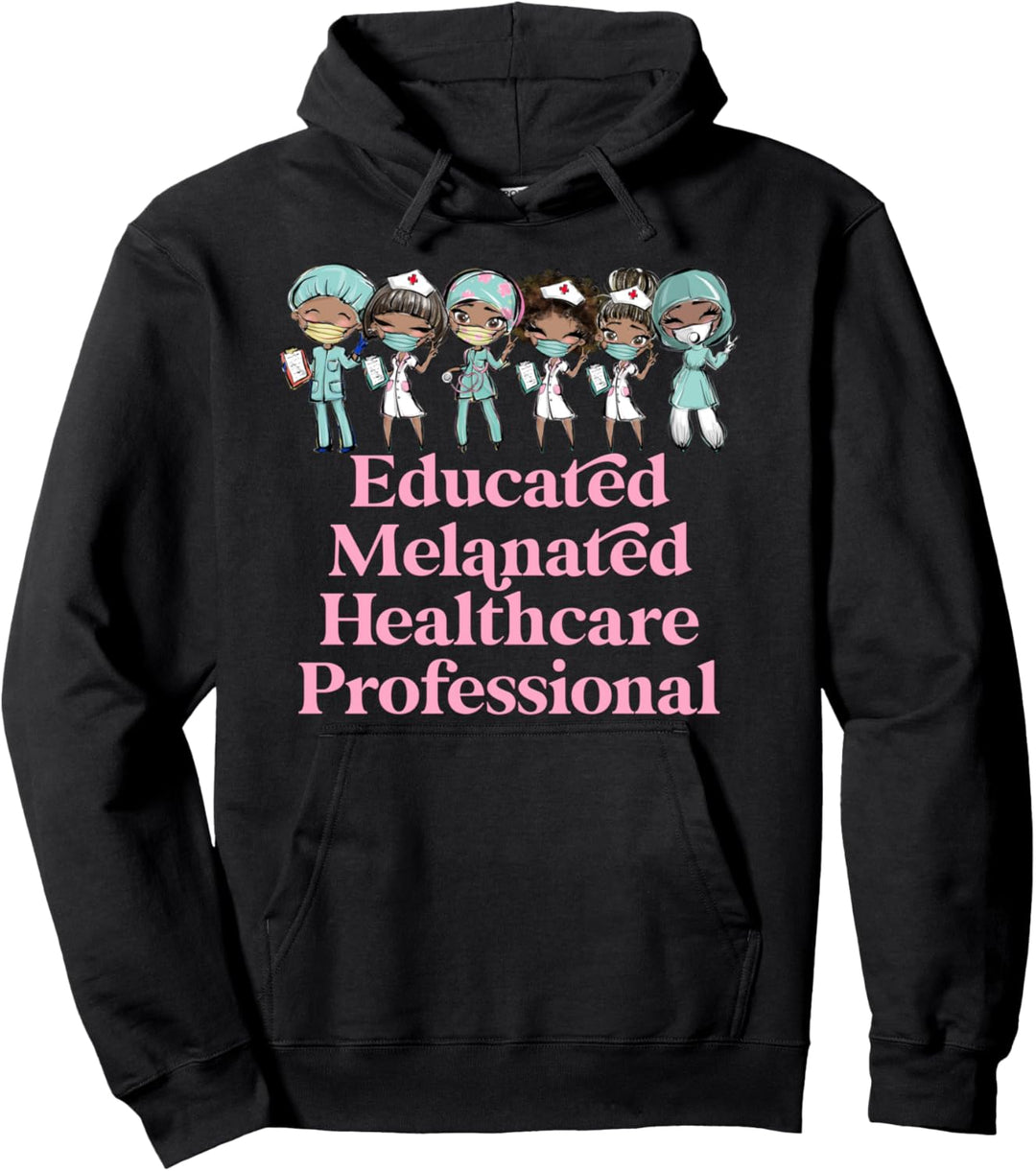 Gebildete Melanated Healthcare Professional RN Black Nurse Pullover Hoodie