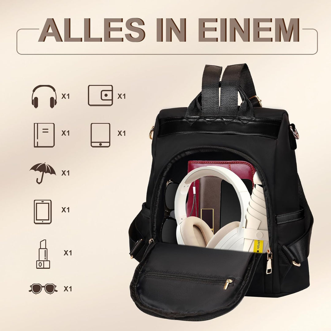 Leathario Rucksakck Damen klein,Diebstahlsicher Cityrucksack,PX4 Wasserdichtere Rucksackhandtasche,E