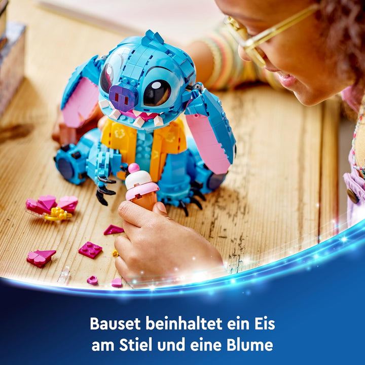 LEGO | Disney 43249 Stitch, Jeu de Construction pour Enfants, Cornet de Glace et Figurine Single, Si