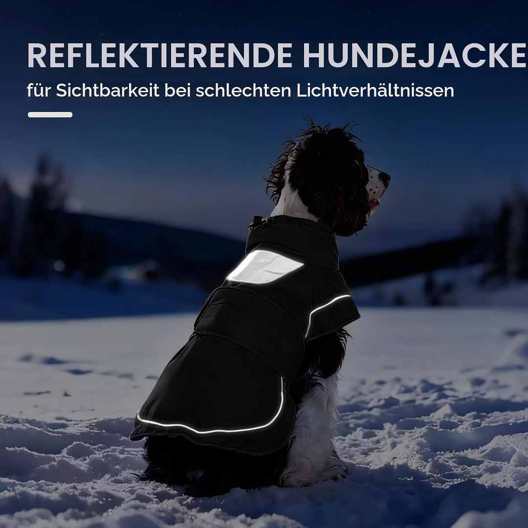 Kuoser Hundemantel Hundejacke, Warme wasserdichte Hundejacke mit Reflektierendem Design, Kordelzug a